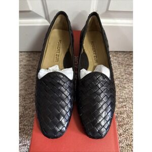 ROBERT ZUR Gioia Loafter Black Shoes Women's Woven Leather Size 7‎ AA NEW